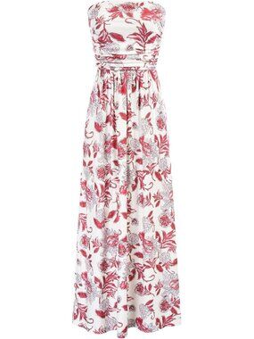 Women's Maxi Dress Floral Pink Strapless Neck Sleeveless A LINE Summer Comfort